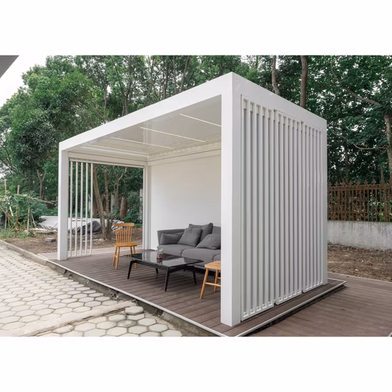 防水パーゴラ屋根を備えたスタイリッシュな調節可能なガーデンパビリオン